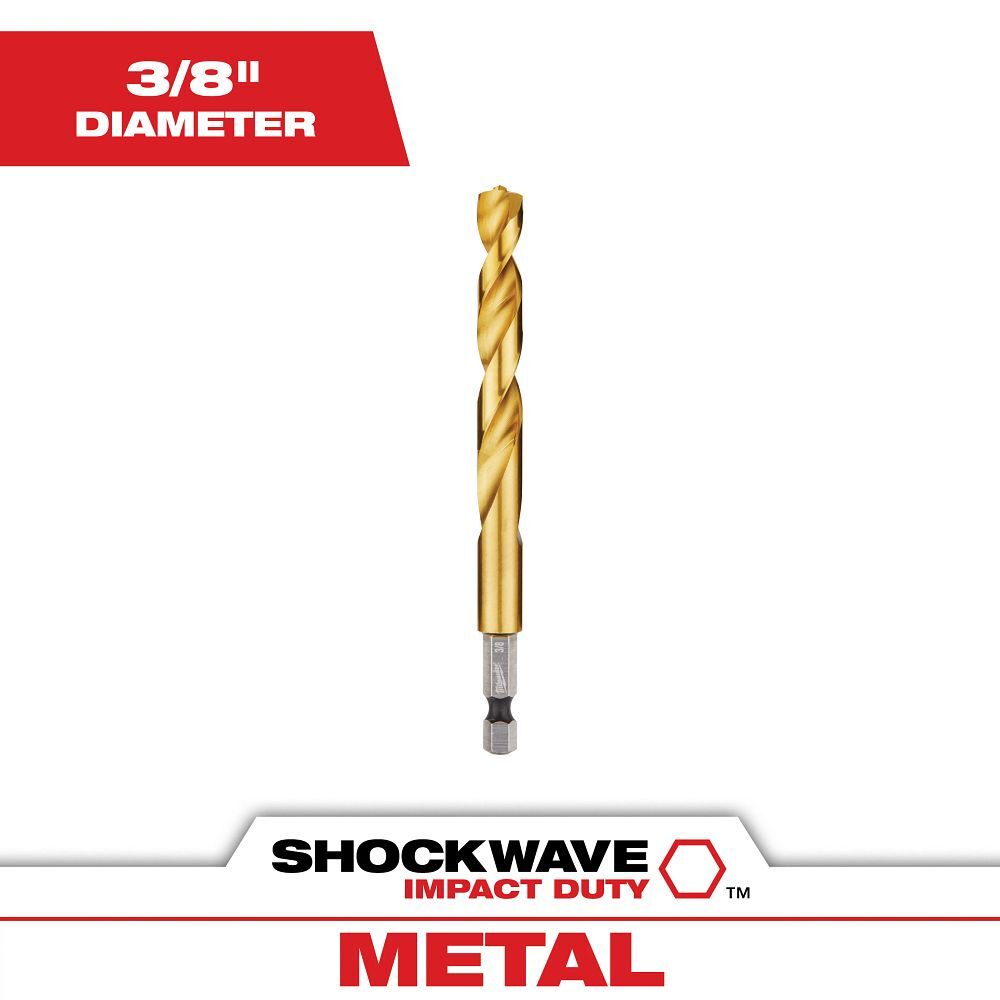 Milwaukee Shockwave Impact Duty Red Helix Titanium Drill Bit, 3/8-In