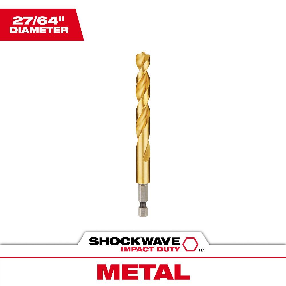 Milwaukee Shockwave Impact Duty Red Helix Titanium Drill Bit, 27/64-In