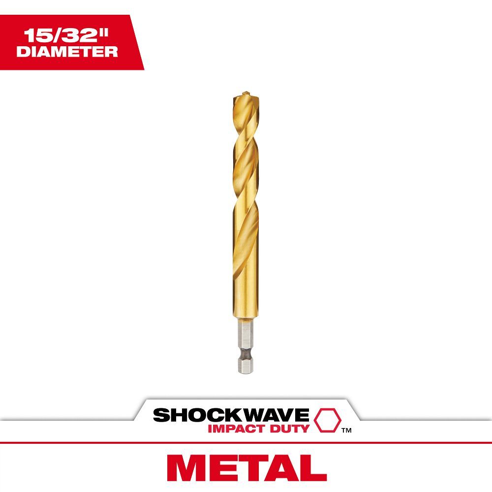 Milwaukee Shockwave Impact Duty Red Helix Titanium Drill Bit, 15/32-In