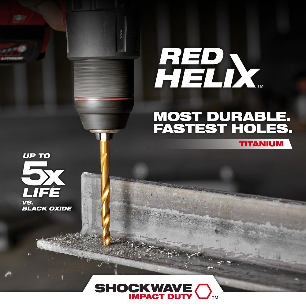 Milwaukee Shockwave Impact Duty Red Helix Titanium Drill Bit, 1/2-In