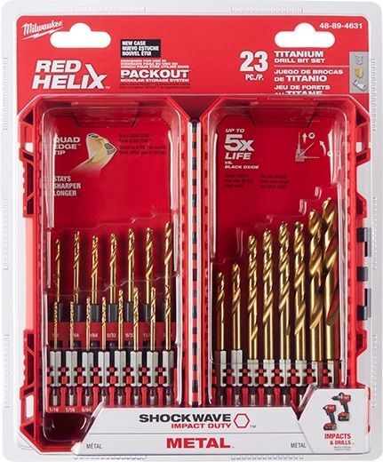 Milwaukee Shockwave Impact Duty Red Helix Titanium Drill Bit Set, 23-Pk