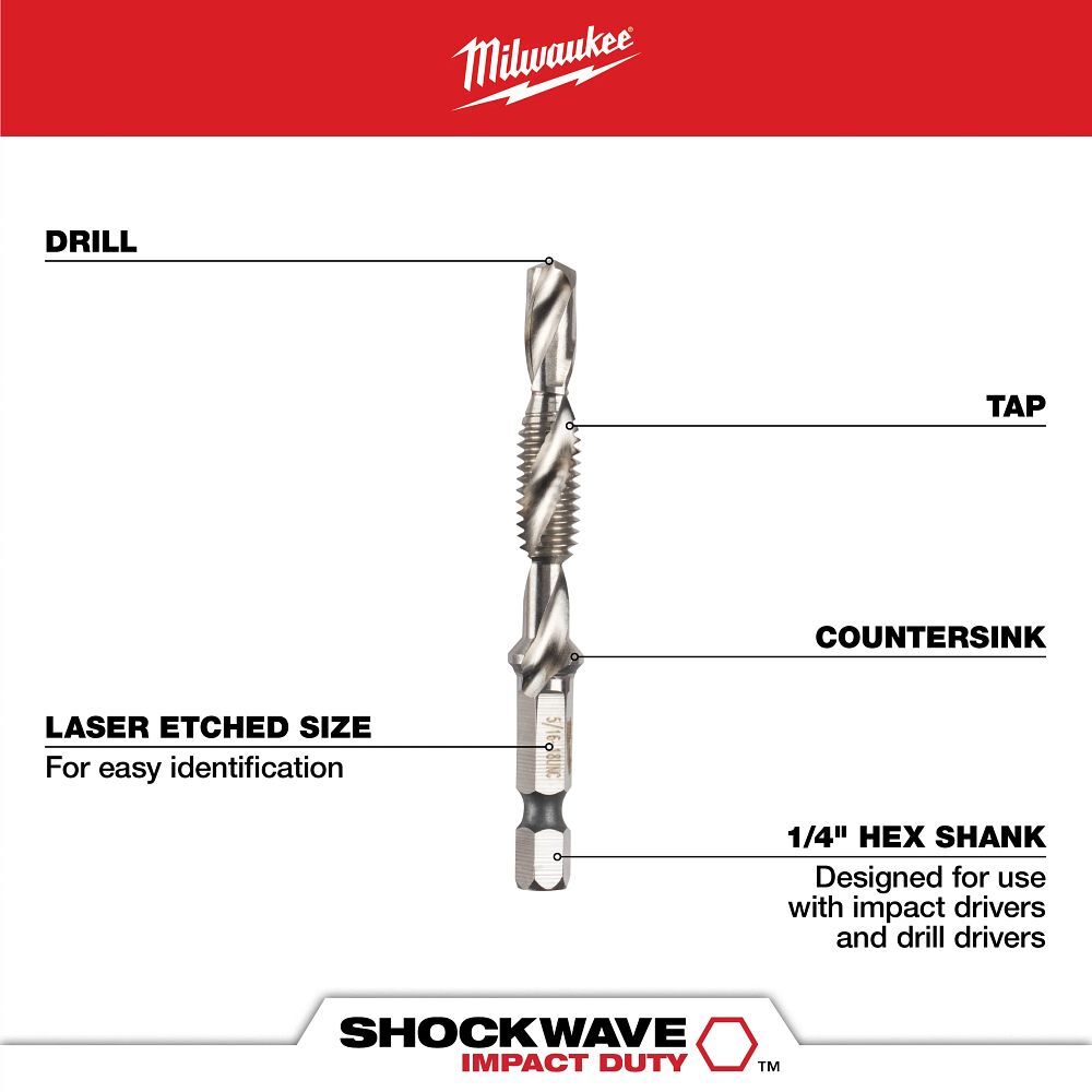 Milwaukee Shockwave Impact Duty Drill & Tap Bit Set, 5-Pc