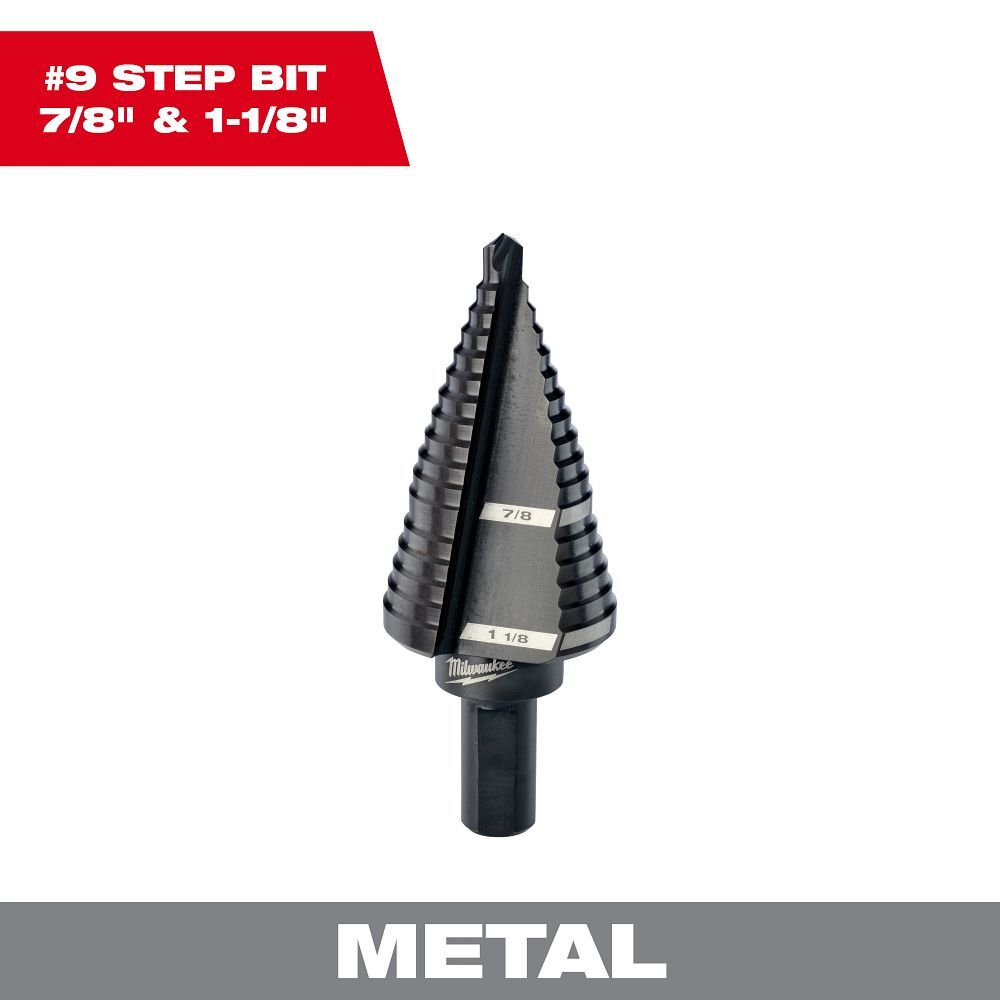 Milwaukee Step Drill Bit, #9, 7/8-In - 1 1/8-In