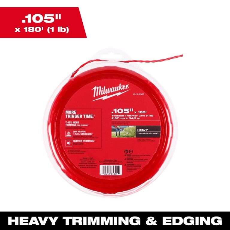 Milwaukee Twisted Trimmer Line, .105 in. x 180 ft.
