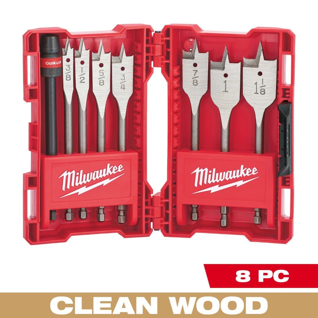 Milwaukee Flat Boring Bit 6 in. Universal Set, 8 pc.