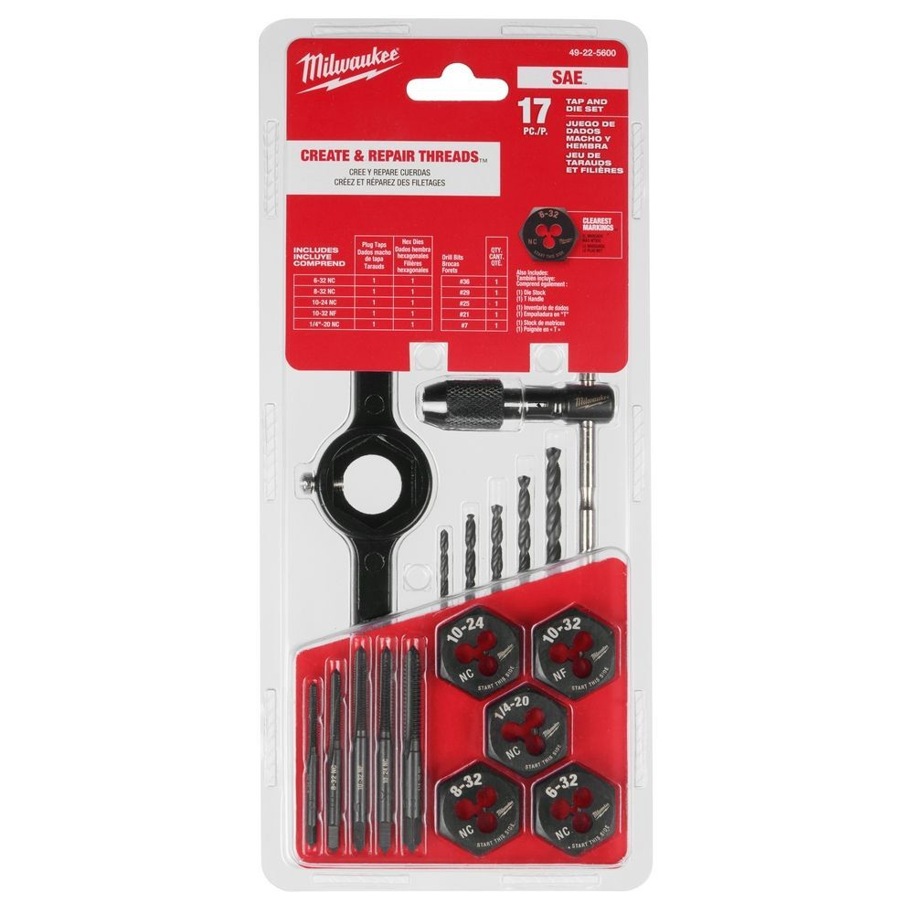Milwaukee SAE Tap and Die Set, 17-Pc