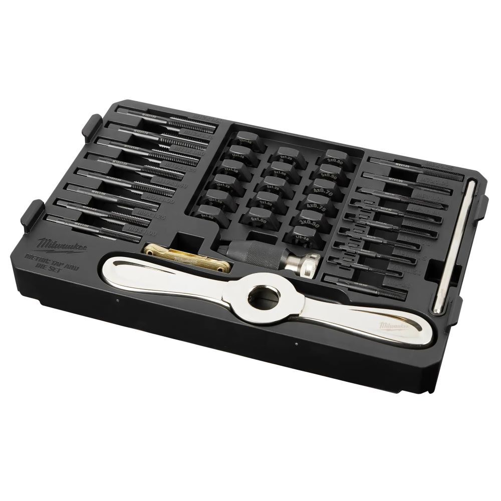 Milwaukee Metric Tap & Die Packout Set with Hex-Lok 2-In-1 Handle, 38-Pc