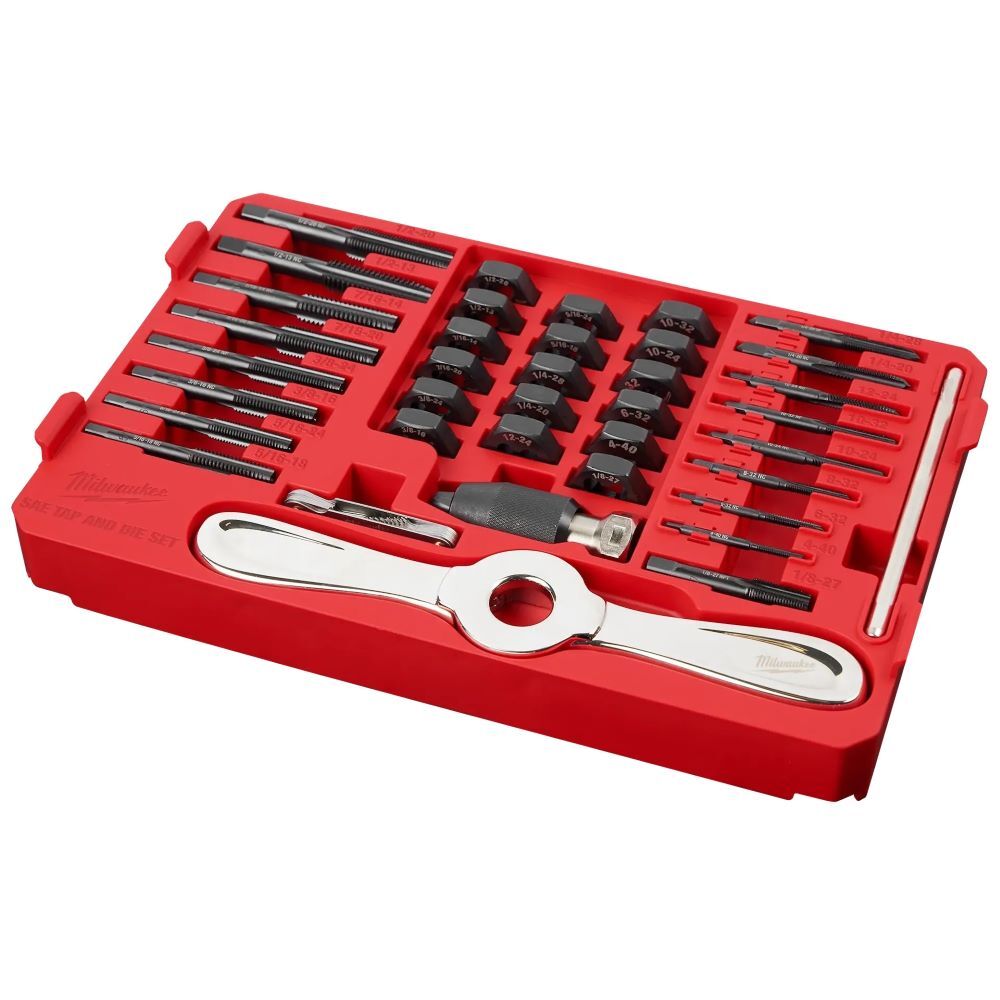 Milwaukee SAE Tap & Die Packout Set with Hex-Lok 2-In-1 Handle, 38-Pc