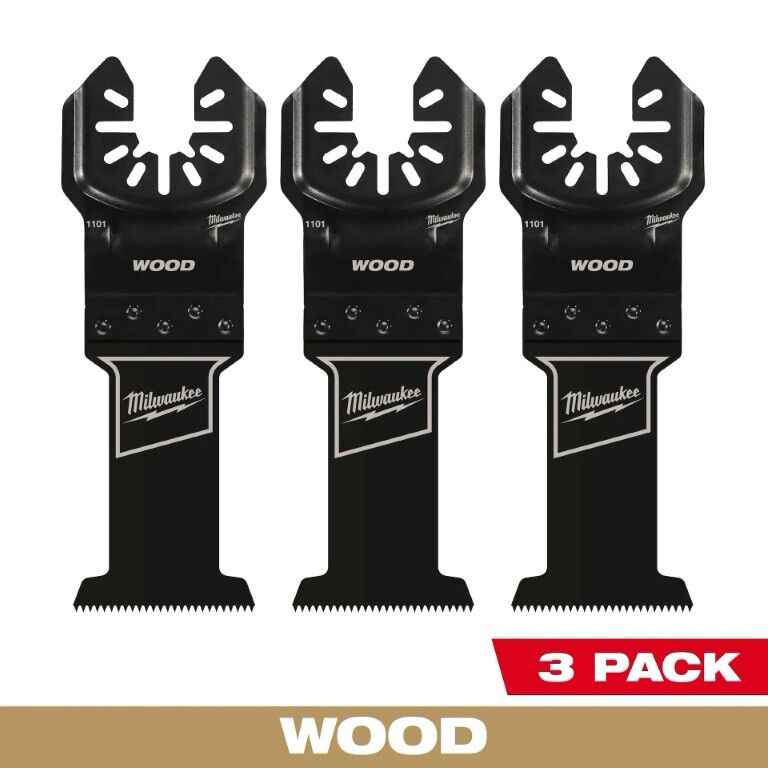 Milwaukee Open-Lok Oscillating HCS Wood Universal Fit Blade, 1 3/8-In, 3-Pk