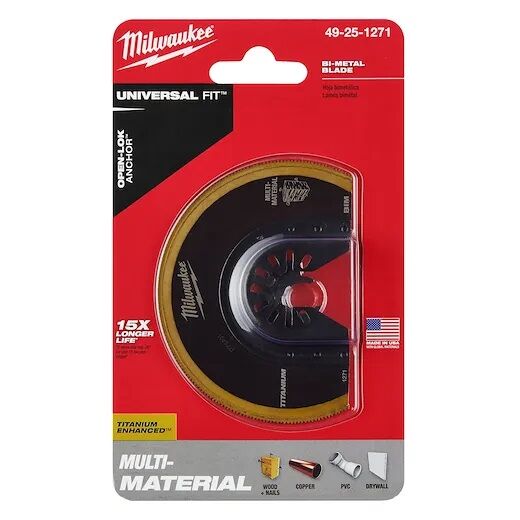Milwaukee Universal Fit Open-Lok Titanium Charger Bi-Metal Multi-Material Blade, 3-1/2-In