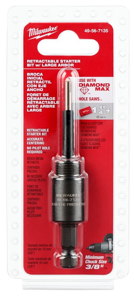 Milwaukee Large Hole Saw Arbor With Retractable Starter Bit, 3/8-In