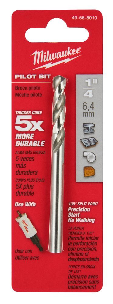 Milwaukee High Speed Steel Hole Saw Arbor Pilot Bit, 1/4-In x 3 1/2-In