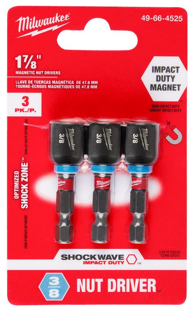Milwaukee Impact Duty Magnetic Nut Driver, 3/8-In x 1 7/8-In, 3-Pk