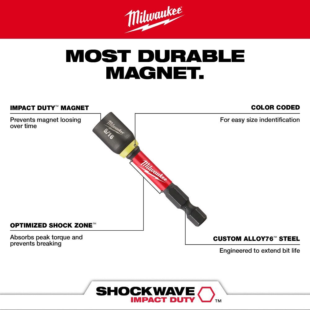 Milwaukee Impact Duty Magnetic Nut Driver, 5/16-In x 2 9/16-In