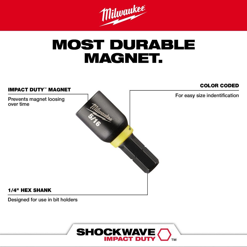 Milwaukee Impact Duty Insert Magnetic Nut Driver Set, 1-In, 5-Pc