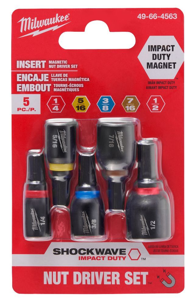 Milwaukee Impact Duty Insert Magnetic Nut Driver Set, 1-In, 5-Pc