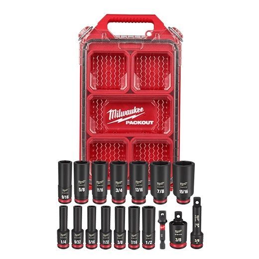 Milwaukee Shockwave Impact Duty Socket SAE Packout Set, 3/8-In, 17-Pk