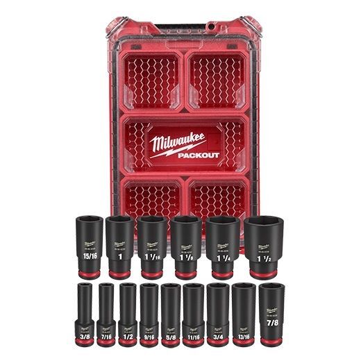 Milwaukee Shockwave Impact Duty Socket SAE Packout Set, 1/2-In, 15-Pk