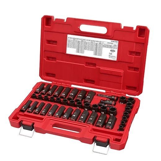 Milwaukee Shockwave Impact Duty 3/8-In Drive SAE & Metric Deep 6 Point Socket Set, 43-Pc