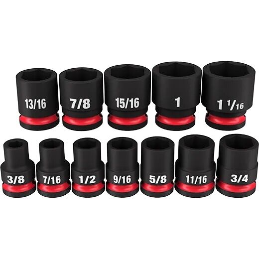 Milwaukee 12PCSHOCKWAVE Impact Duty 1/2-In Drive SAE Standard 6 Point Socket Set