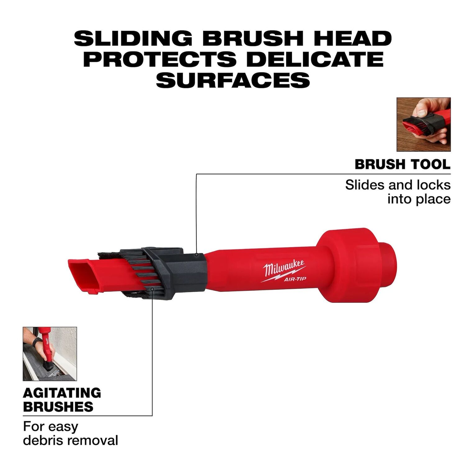 Milwaukee Air-Tip 2-In-1 Vacuum Utility Brush Tool