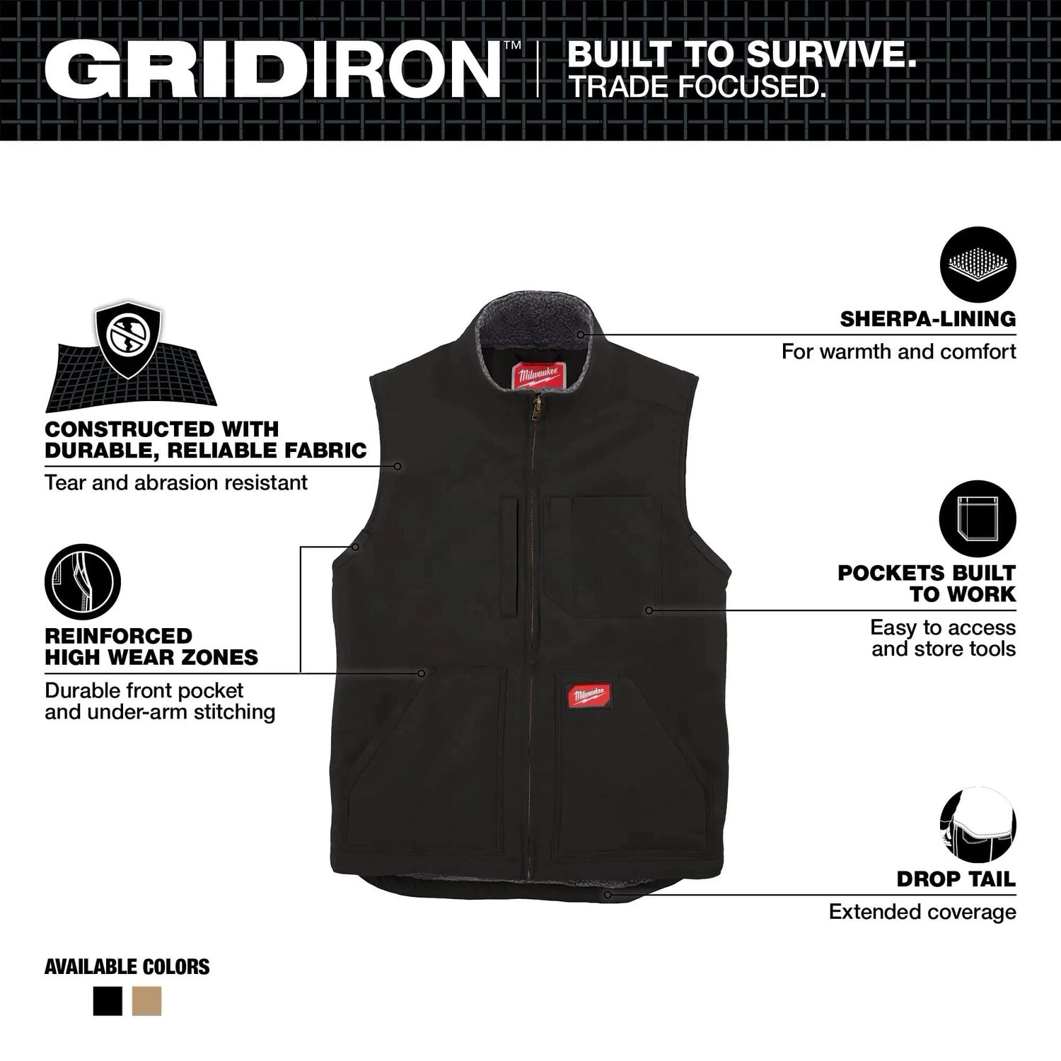 Milwaukee Men's GRIDIRON Sherpa Lined Vest