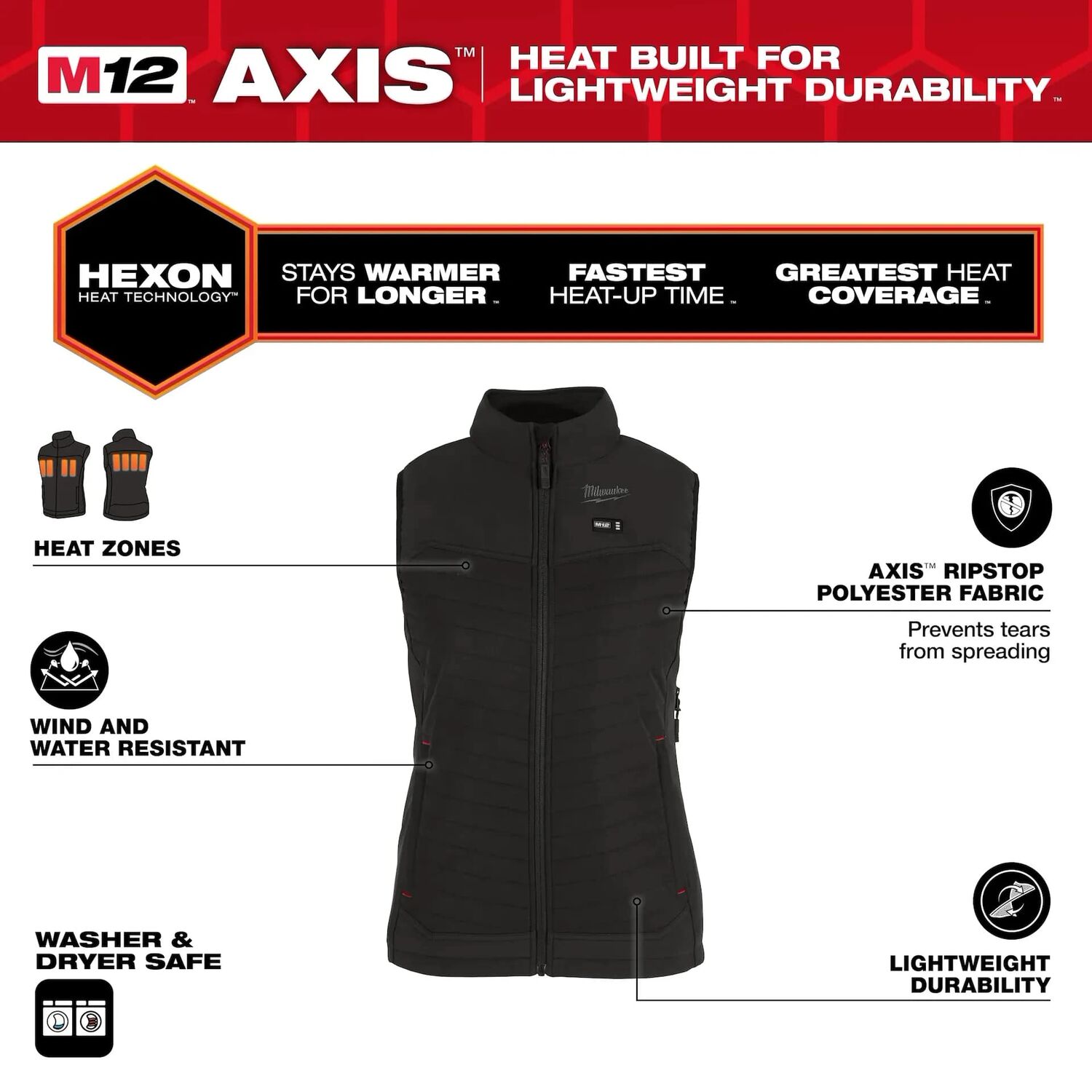 Milwaukee Women's M12 Heated AXIS Vest in Black