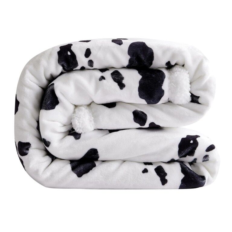 Paseo Road Elsa Cowhide Black Campfire Sherpa Throw, 54-In x 68-In