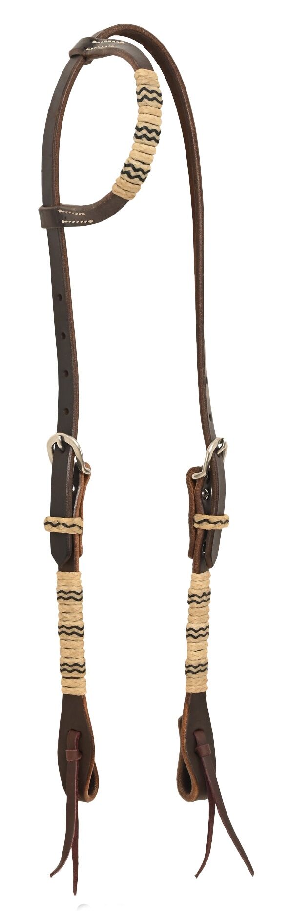 Oxbow Tack Chocolate Harness Rawhide Slip-Ear Headstall