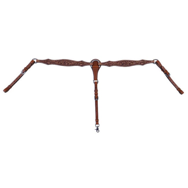 Buffalo Leather Vintage Tooled Breast Collar