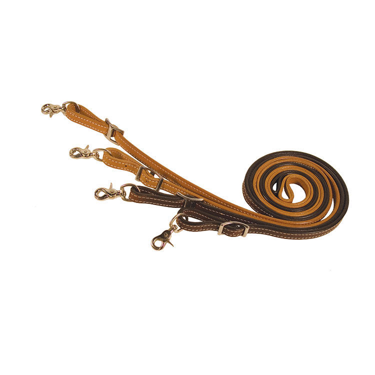 Buffalo Leather Roping Reins With Trigger Snaps, 8-Ft