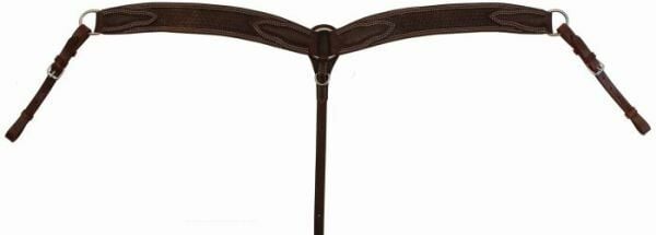 Buffalo Leather Basket Stamp Breast Collar - Brown, 19 in X 3 in