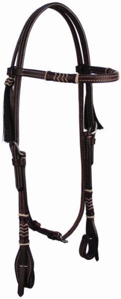 Buffalo Leather Brown Headstall With Rawhide Wrap, 18-In X 10-In