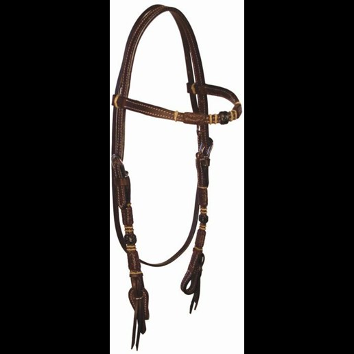 Buffalo Leather Multi-Color Rawhide Headstall - Brown, 18 in X 10 in