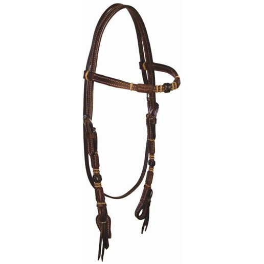 Buffalo Leather Multi-Color Rawhide Headstall - Brown, 18 in X 10 in