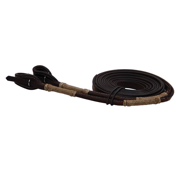 Buffalo Leather 7197 DK Split Reins With Natural Rawhide Accents, 8-Ft