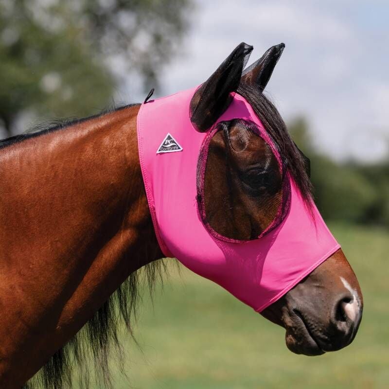 Professional's Choice Pink Comfort Fit Lycra Fly Mask Small/Cob