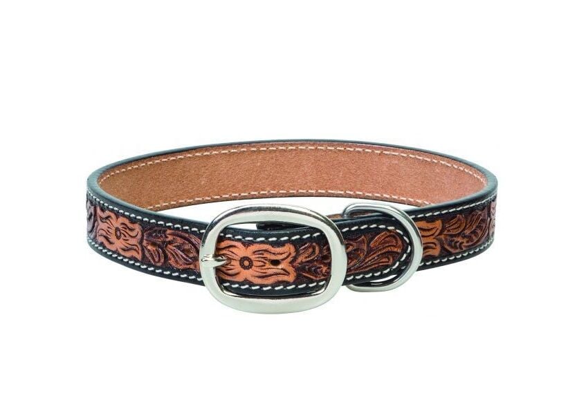 Weaver Leather Floral Tooled Collar - Light Oil, 1 X 19 in