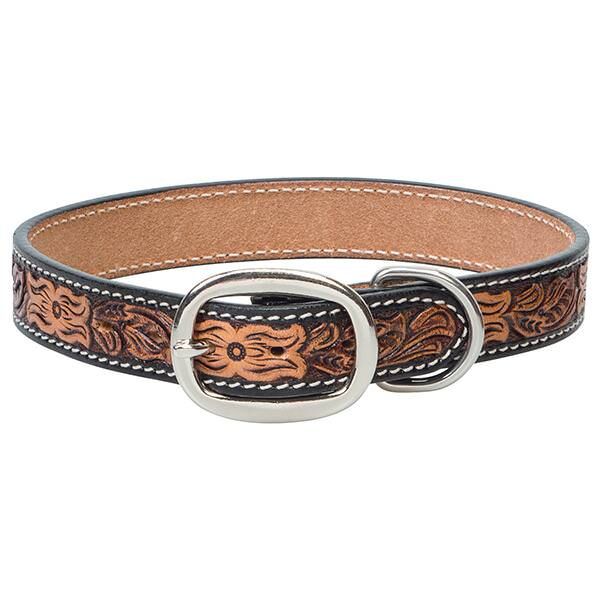 Weaver Leather Floral Tooled Dog Collar, 1-In x 21-In