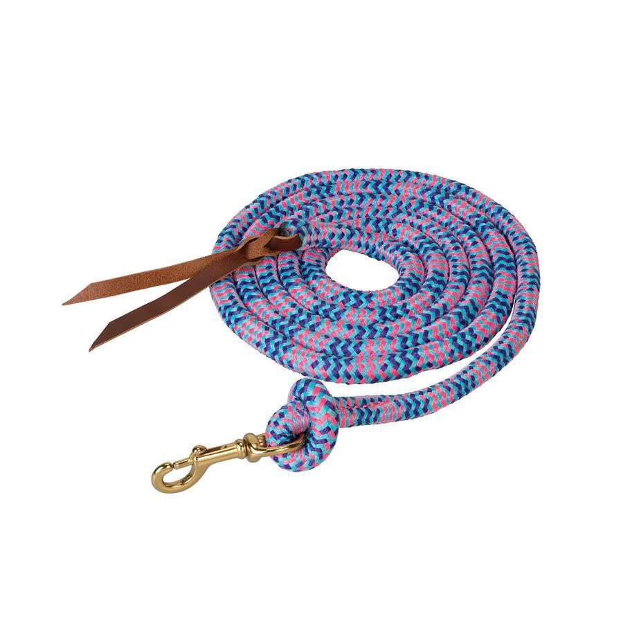 Weaver Leather Turquoise/Purple/Diva Pink Poly Cowboy Lead with Snap, 5/8-In x 10-Ft