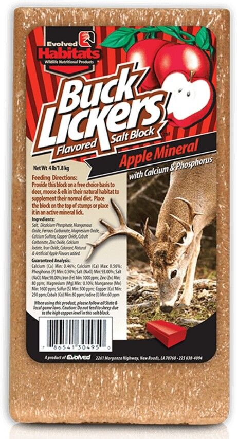 Evolved Buck Lickers Apple Salt Block Deer Attractant, 4-Lb