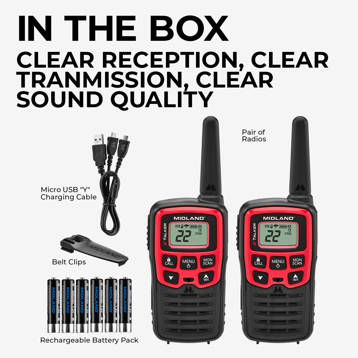 Midland T31X-Talker FRS Walkie Talkie, 2-Ct
