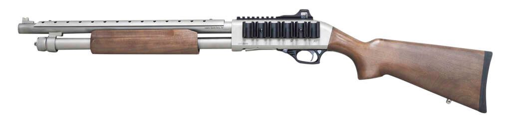 Citadel Mariner 12 Gauge 18.5" Silver Pump-Action Shotgun with Wood Stock, 4-Rd