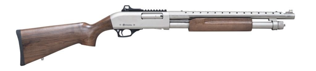 Citadel Mariner 12 Gauge 18.5" Silver Pump-Action Shotgun with Wood Stock, 4-Rd