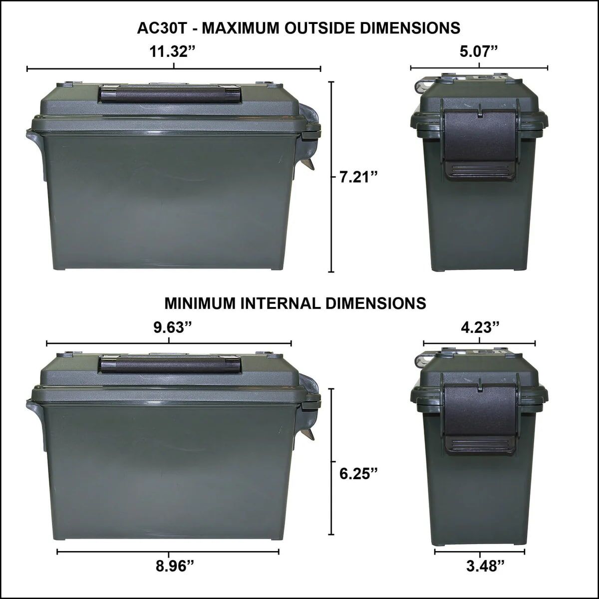 MTM Case-Gard Green 30 Caliber Tall Ammo Can
