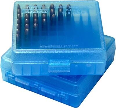 MTM Case-Guard Clear Blue Flip-Top Pistol Ammo Box .41 To .45 Long Colt, 100-Rd