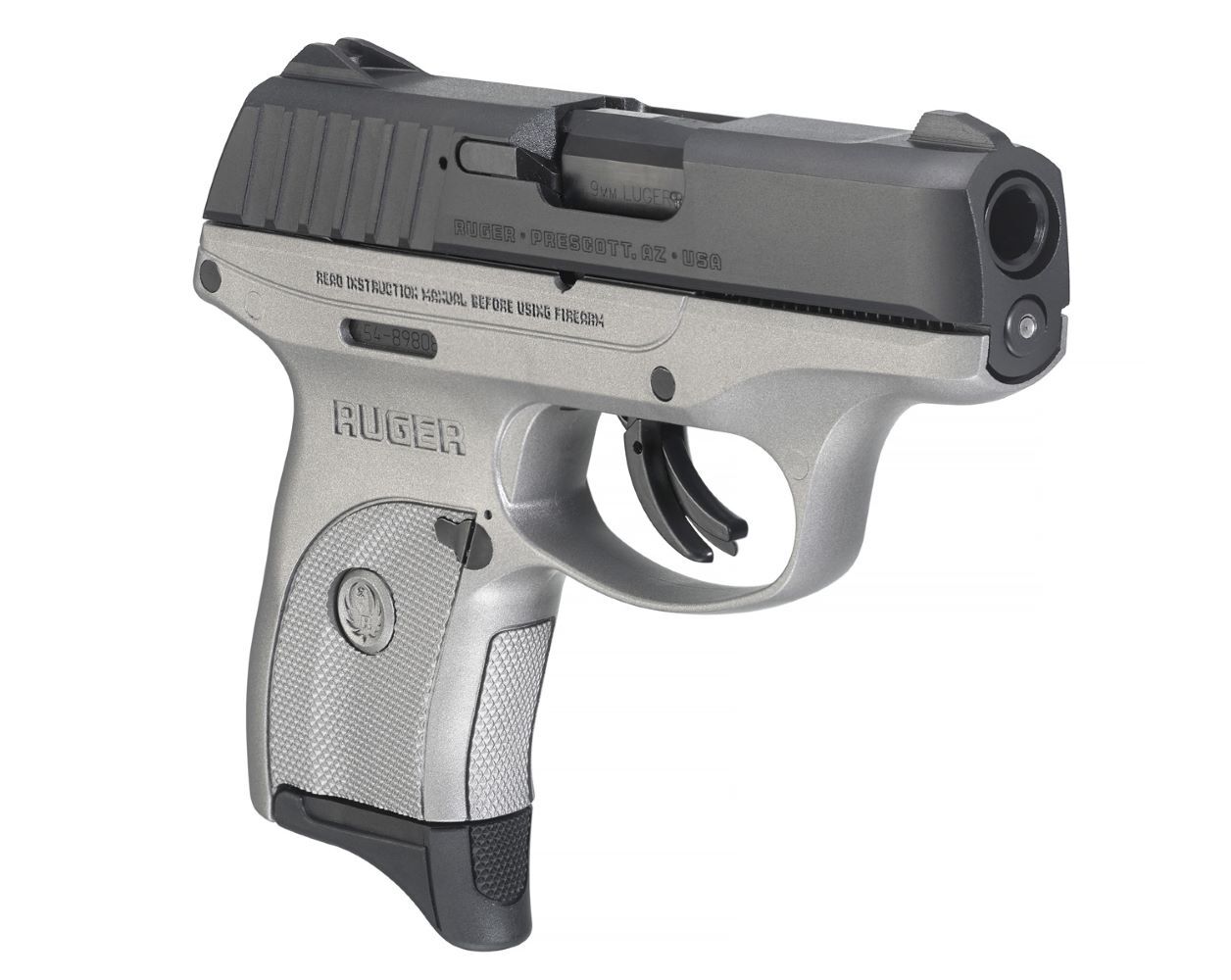 Ruger EC9s 9mm Silver Cerakote Micro Compact Pistol with Manual Safety, 7-Rd