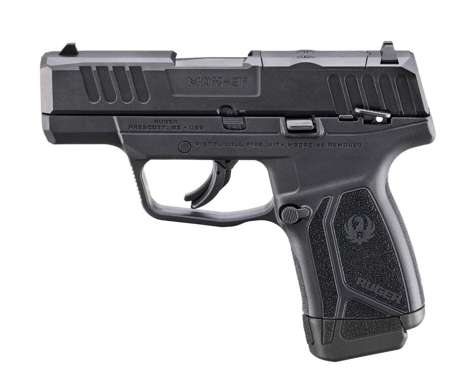 Ruger MAX-9 9mm Sub Compact Optics Ready Pistol With Manual Safety, 12-Rd