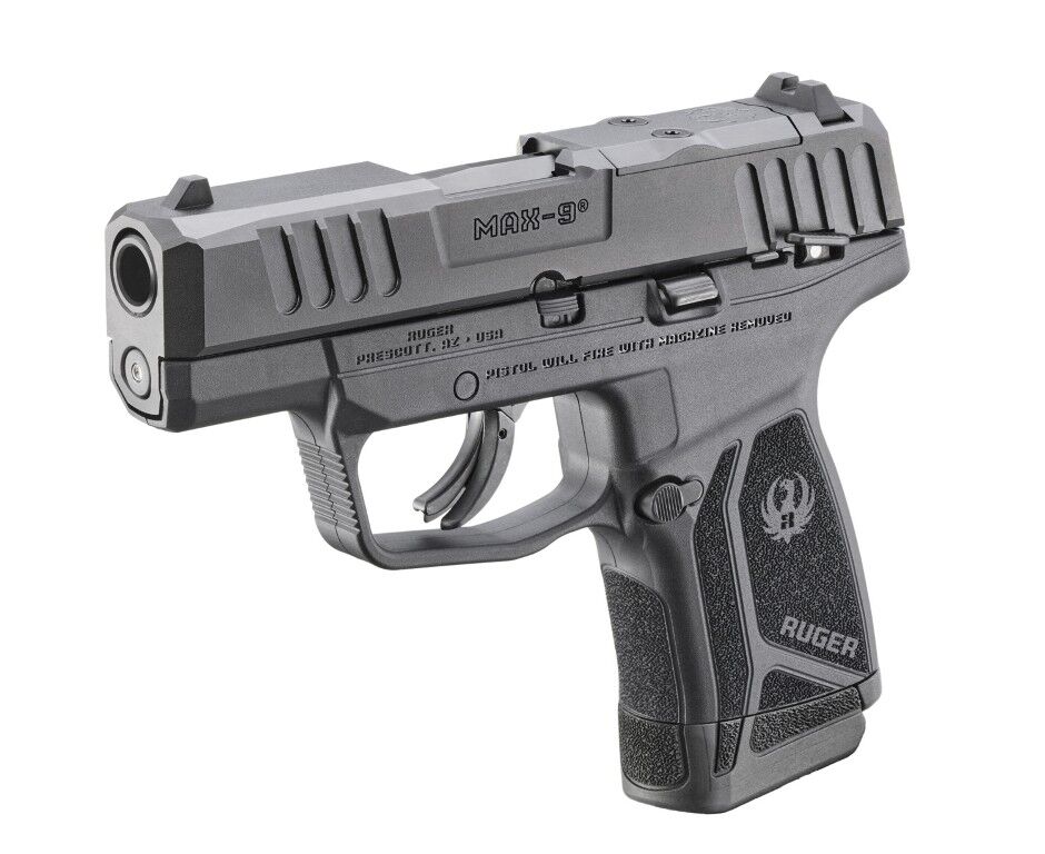 Ruger MAX-9 9mm Sub Compact Optics Ready Pistol With Manual Safety, 12-Rd