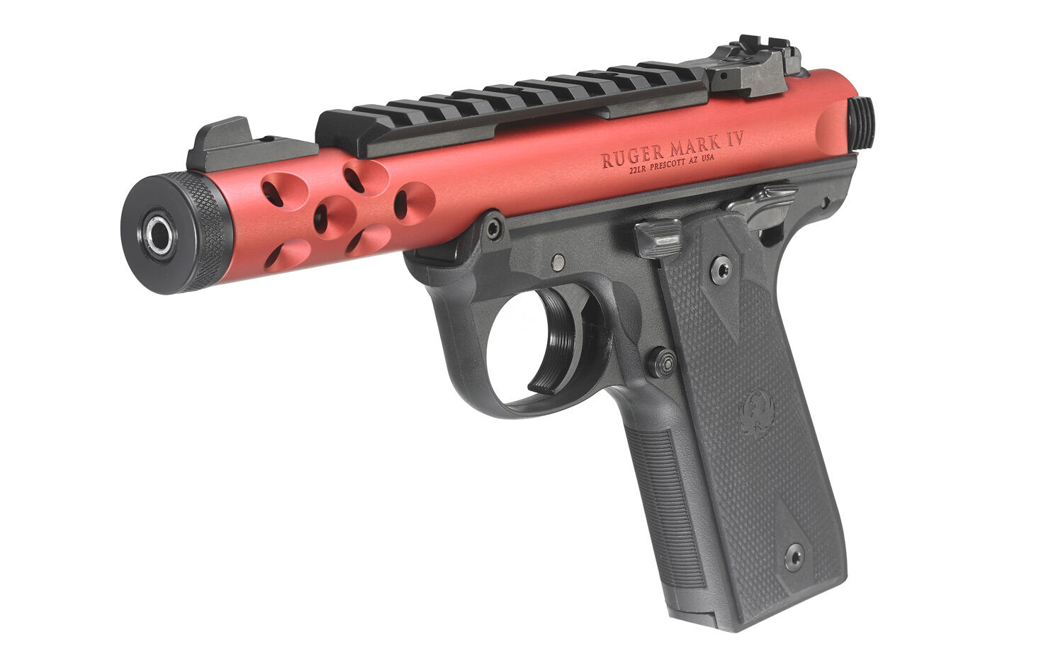 Ruger Mark IV 22/45 Lite .22 LR Full Size Red Anodized Pistol With Manual Safety, 10-Rd